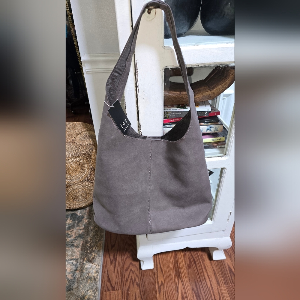 New Joy Susan Womens Molly Slouchy 2-in-1 Hobo Handbag Gray w Shoulder Bag Strap